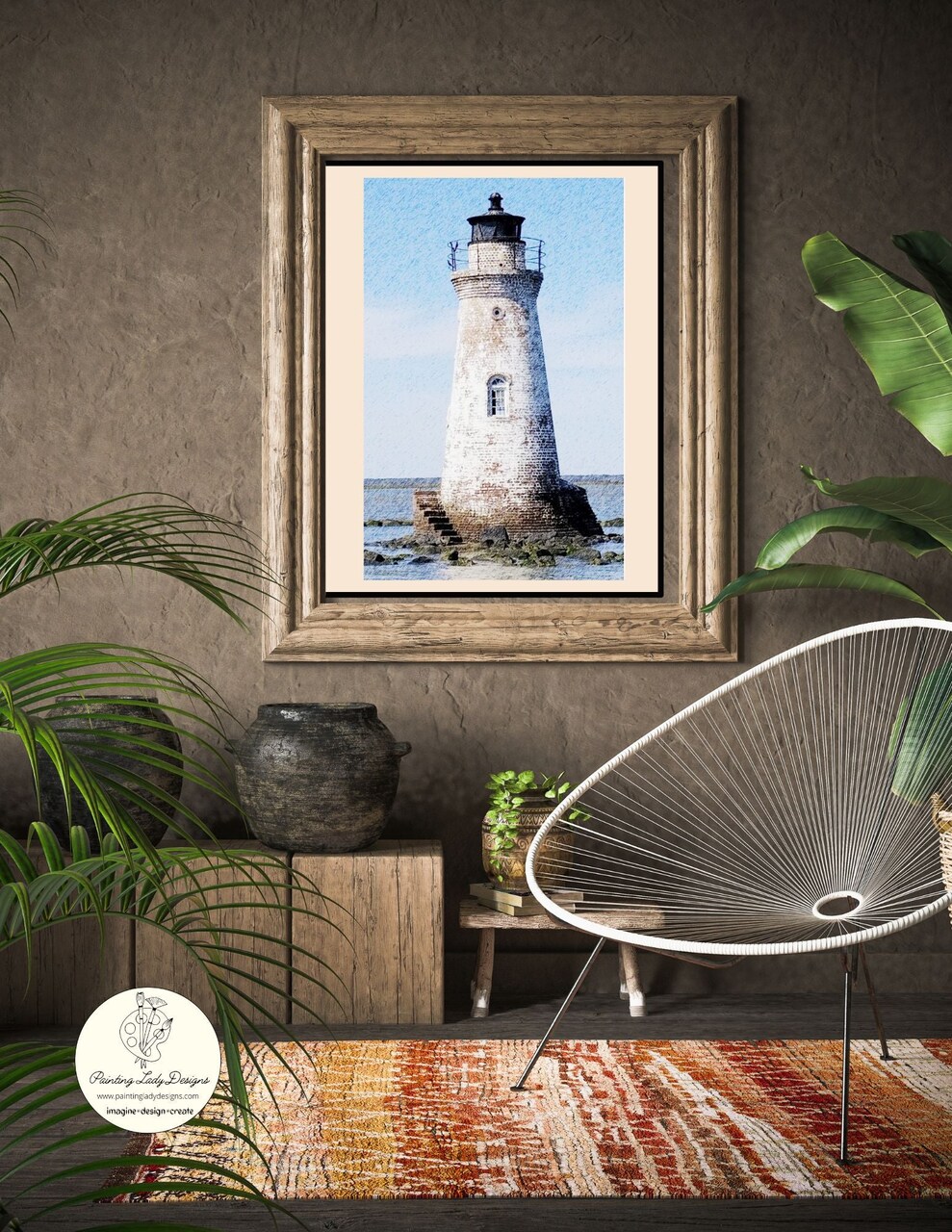 Tybee Island Lighthouse Art paper for Decoupage and Mixed Media